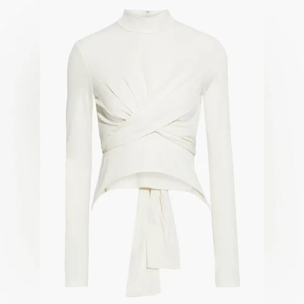 Helmut Lang Cropped Wrapeffect Stretchcrepe Top